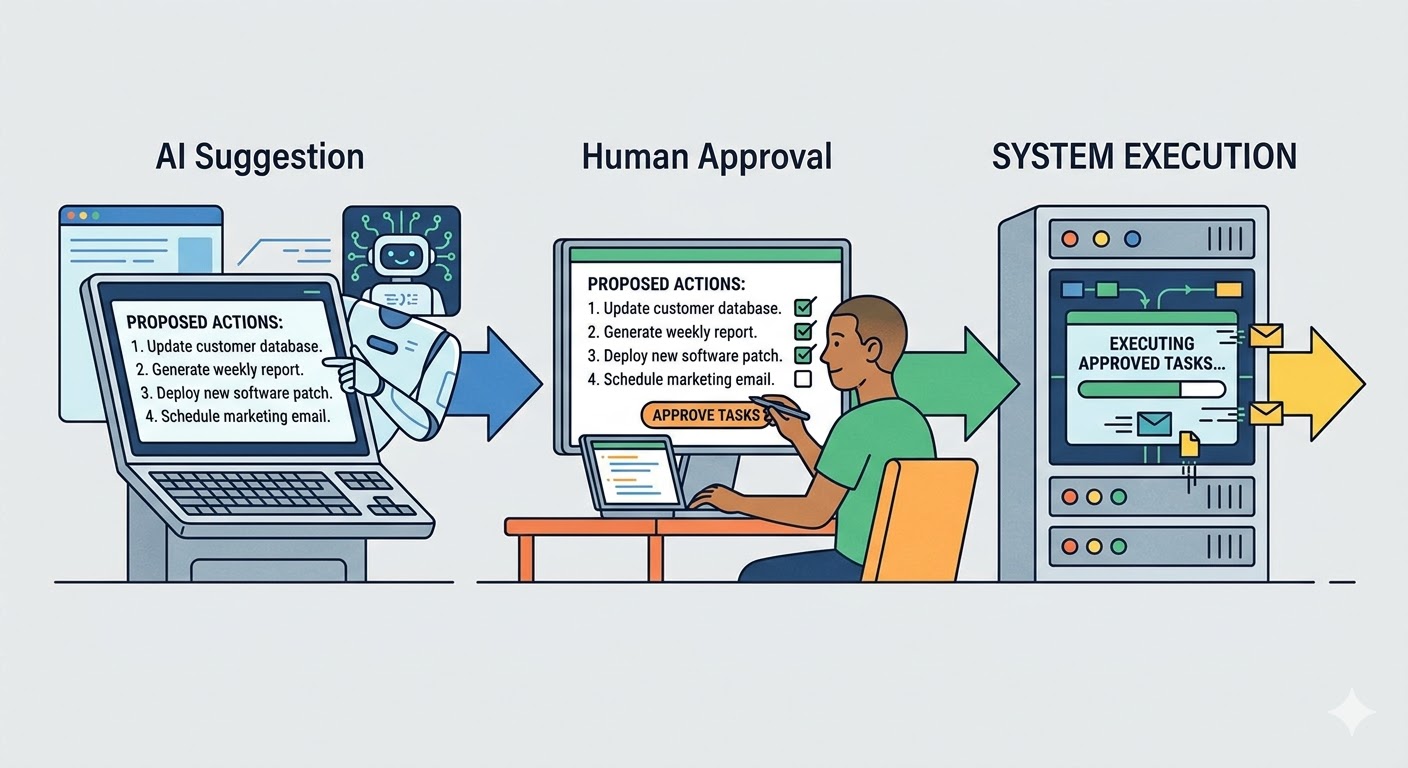 Human approval workflow for AI actions