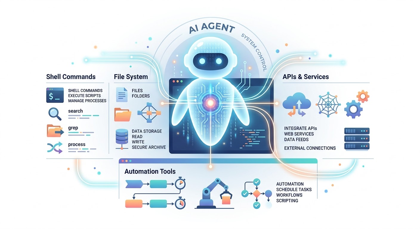 Conceptual AI agent controlling a system
